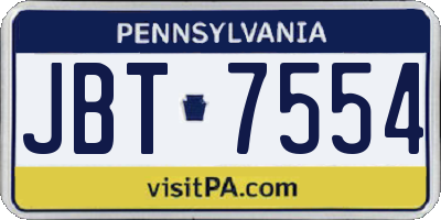 PA license plate JBT7554