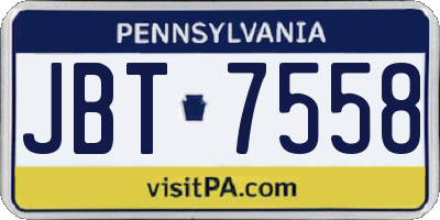 PA license plate JBT7558