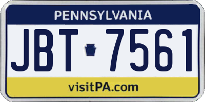 PA license plate JBT7561