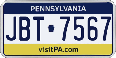 PA license plate JBT7567
