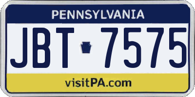 PA license plate JBT7575