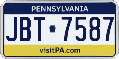 PA license plate JBT7587