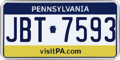 PA license plate JBT7593