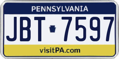 PA license plate JBT7597