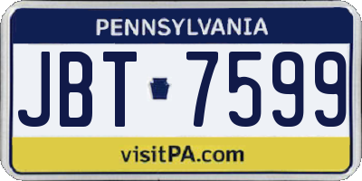 PA license plate JBT7599