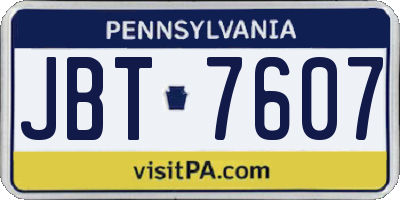 PA license plate JBT7607