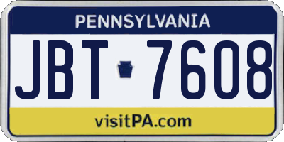 PA license plate JBT7608