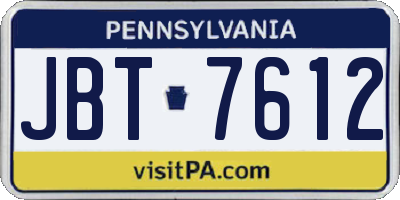 PA license plate JBT7612