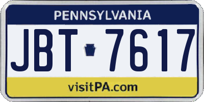 PA license plate JBT7617