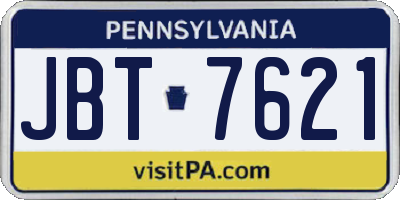 PA license plate JBT7621
