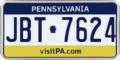 PA license plate JBT7624