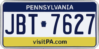 PA license plate JBT7627