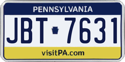 PA license plate JBT7631