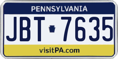 PA license plate JBT7635