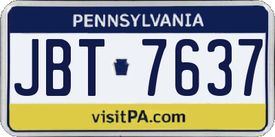 PA license plate JBT7637