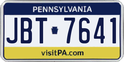 PA license plate JBT7641