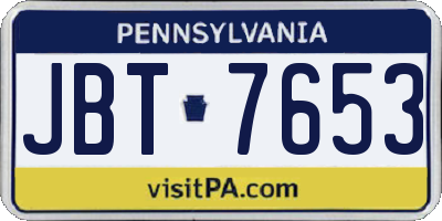 PA license plate JBT7653