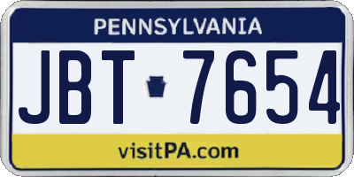 PA license plate JBT7654