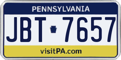 PA license plate JBT7657