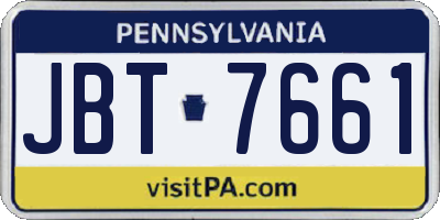 PA license plate JBT7661