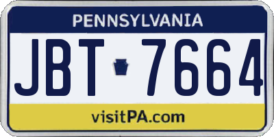 PA license plate JBT7664