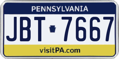 PA license plate JBT7667
