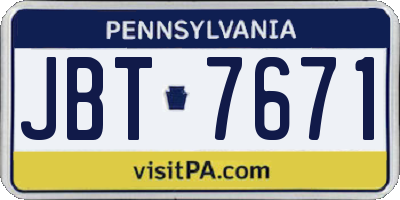 PA license plate JBT7671