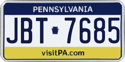 PA license plate JBT7685