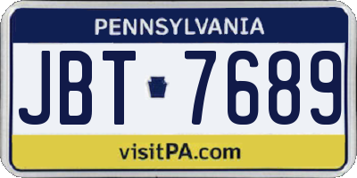 PA license plate JBT7689