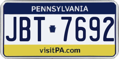 PA license plate JBT7692