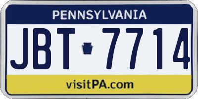 PA license plate JBT7714