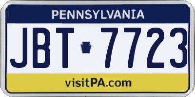 PA license plate JBT7723