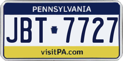 PA license plate JBT7727