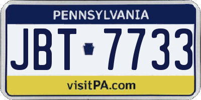 PA license plate JBT7733