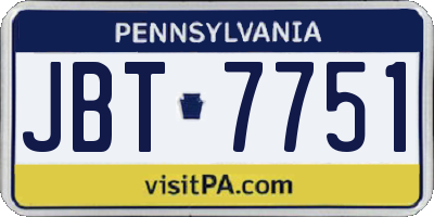 PA license plate JBT7751