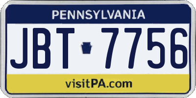 PA license plate JBT7756