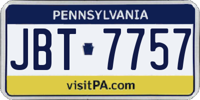 PA license plate JBT7757