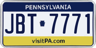 PA license plate JBT7771