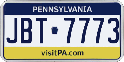 PA license plate JBT7773