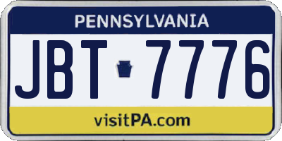 PA license plate JBT7776