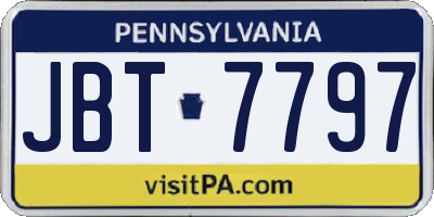 PA license plate JBT7797