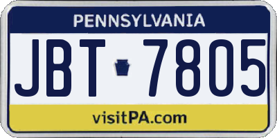 PA license plate JBT7805