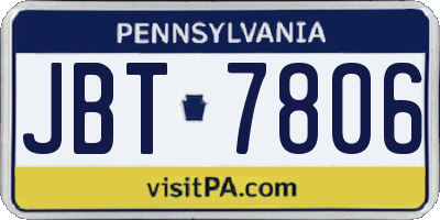 PA license plate JBT7806