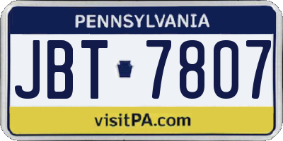 PA license plate JBT7807