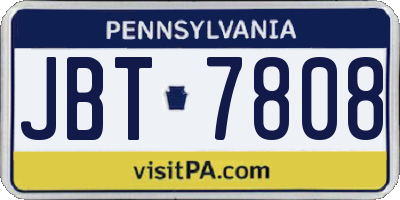 PA license plate JBT7808