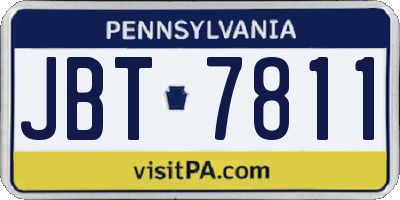 PA license plate JBT7811