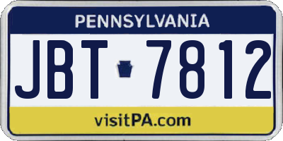 PA license plate JBT7812