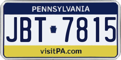 PA license plate JBT7815