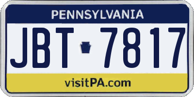 PA license plate JBT7817