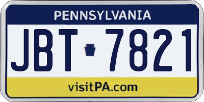 PA license plate JBT7821